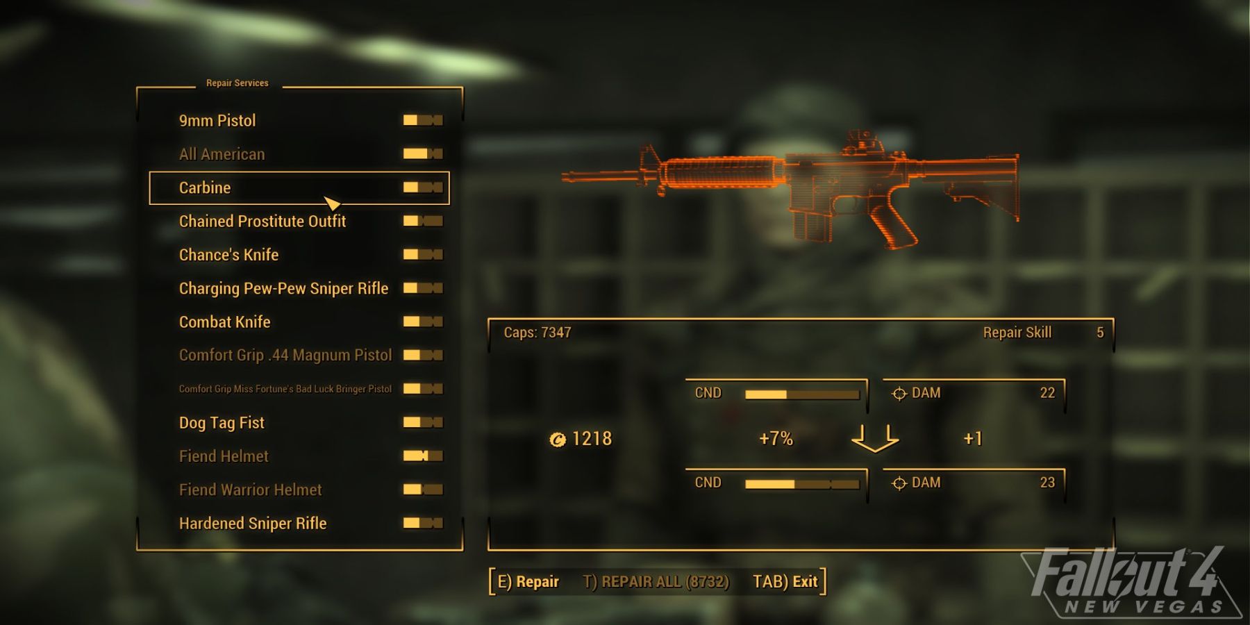 Fallout 4 New Vegas Weapon Repairing
