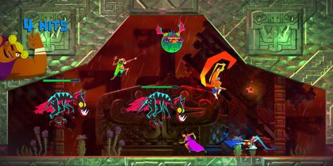 Fighting enemies in Guacamelee 2