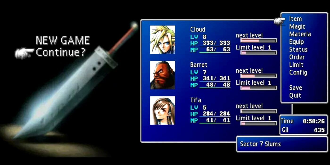 Final Fantasy 7 Start Menu And Battle Menu