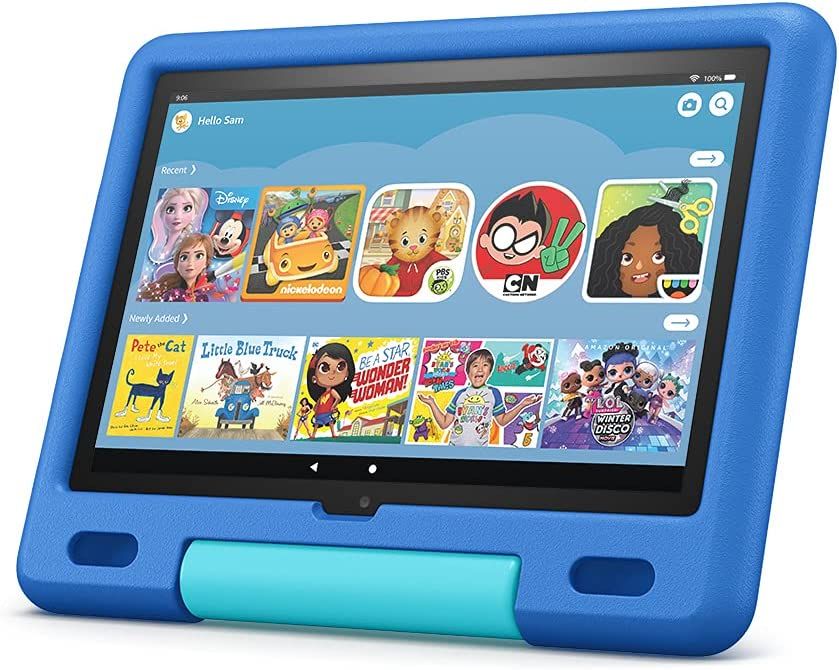 Fire HD 10 inch Kids tablet, 1080p Full HD, ages 3–7, 32 GB, designed with kids in mind, easy-to-use parental controls, Sky Blue