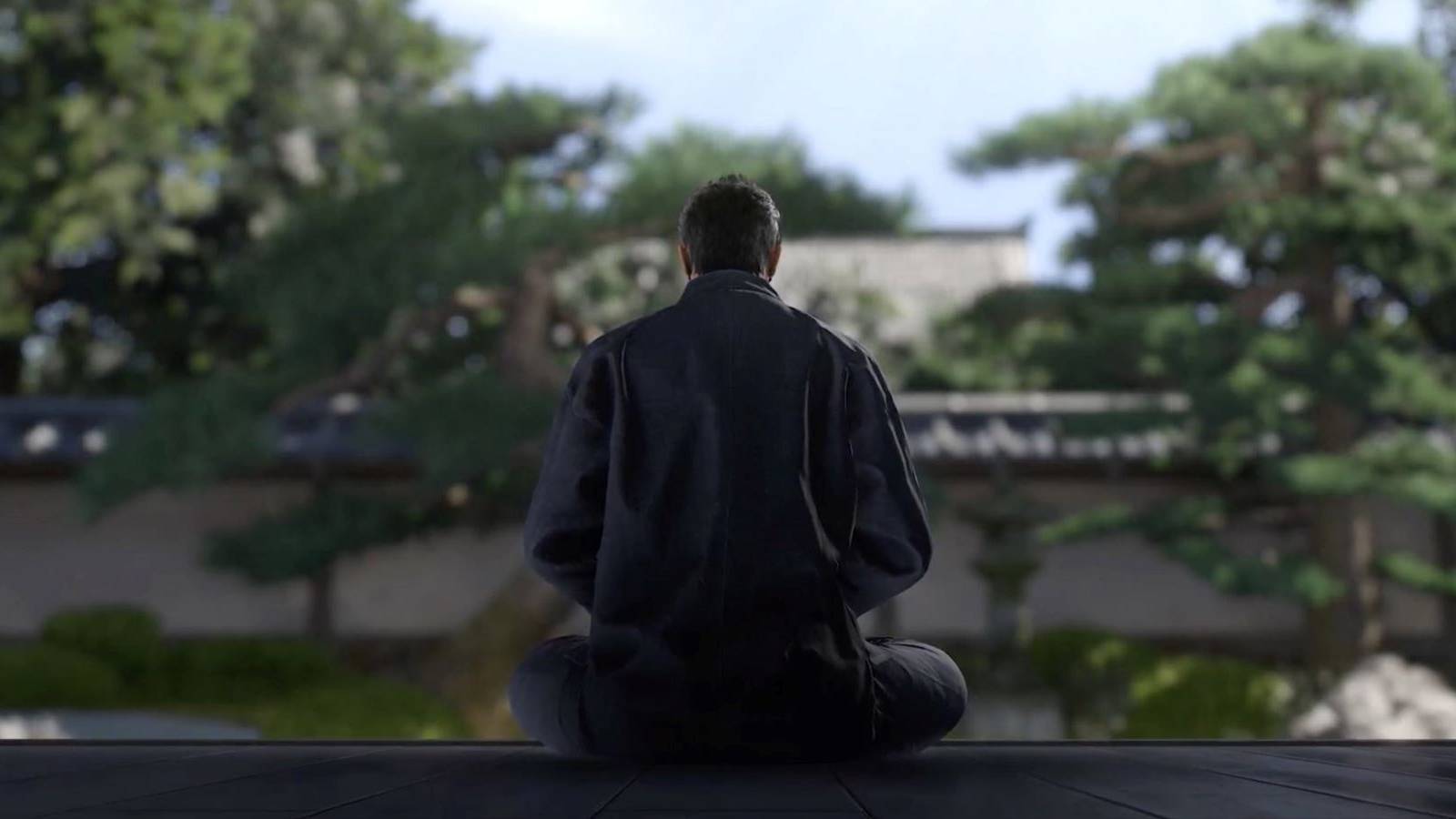 Kazuma Kiryu sitting on a porch in Like a Dragon Gaiden: The Man Who Erased His Name reveal trailer