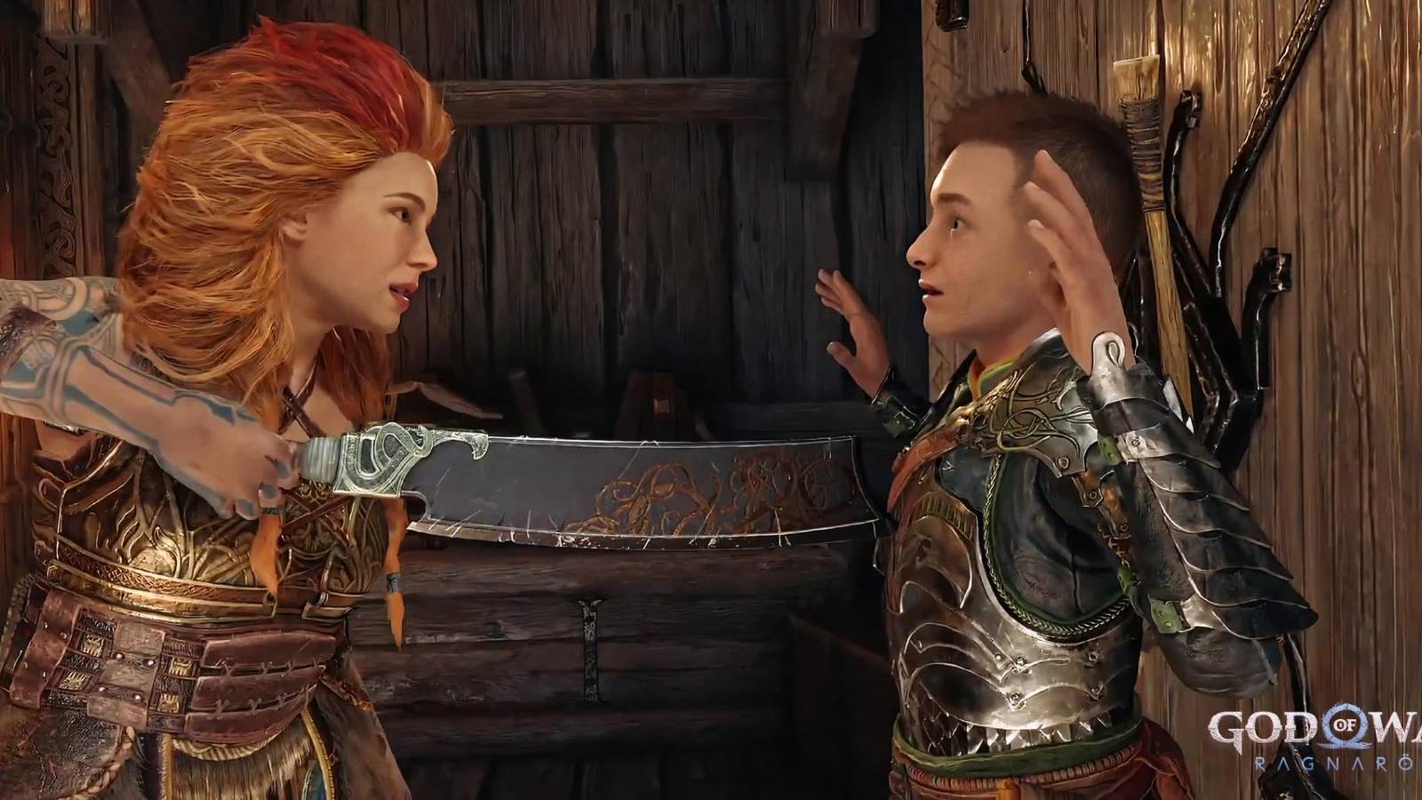 God of War Ragnarok Thrud Threatens Atreus