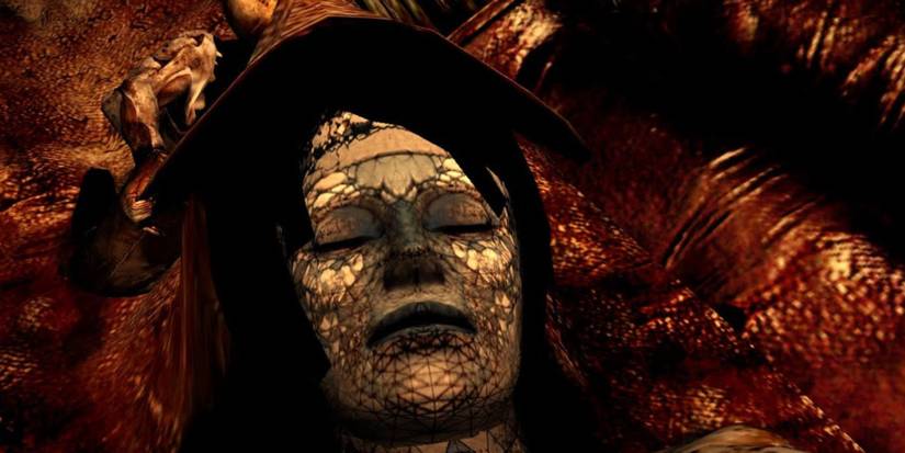 Close up of God with her eyes closed in Silent Hill 3