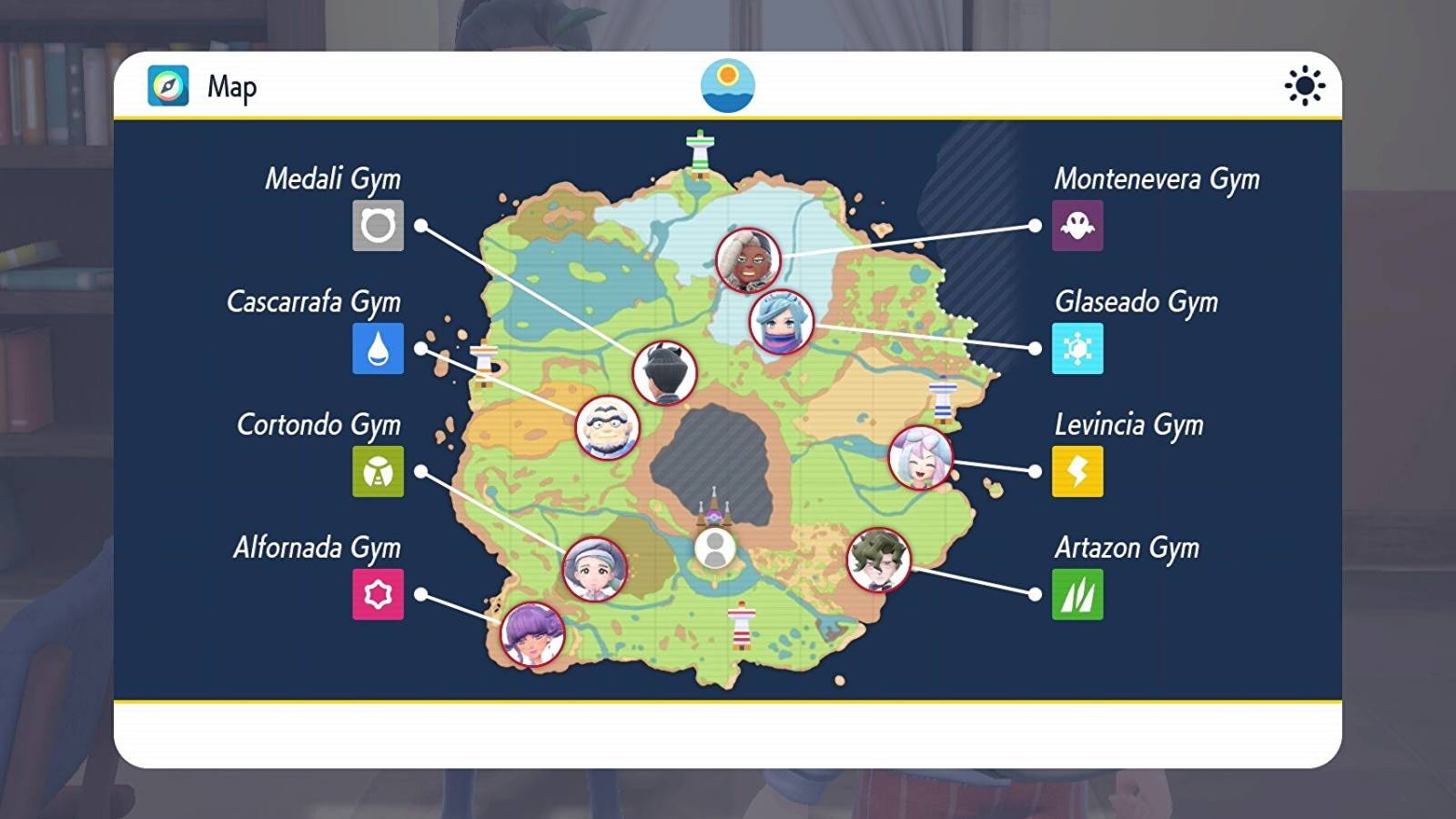 Gym map from Pokemon Scarlet and Violet