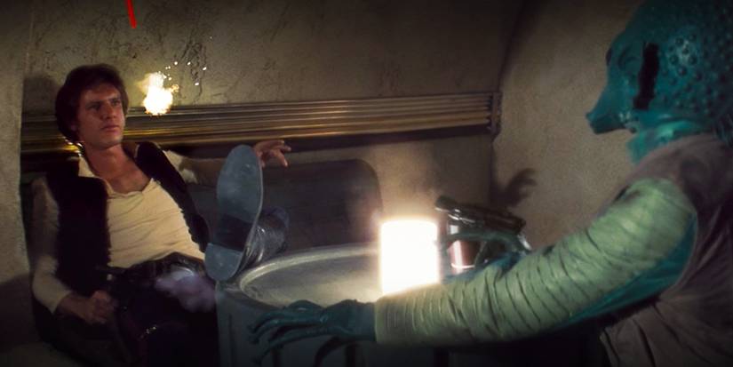 Han Solo and Greedo in Star Wars: A New Hope