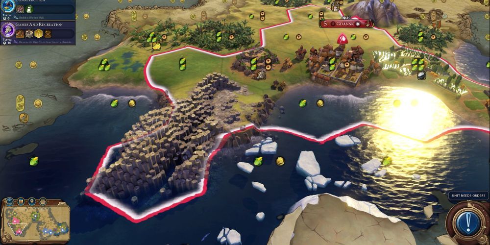 The Giant's Causeway on the end of an island in Civilization 6