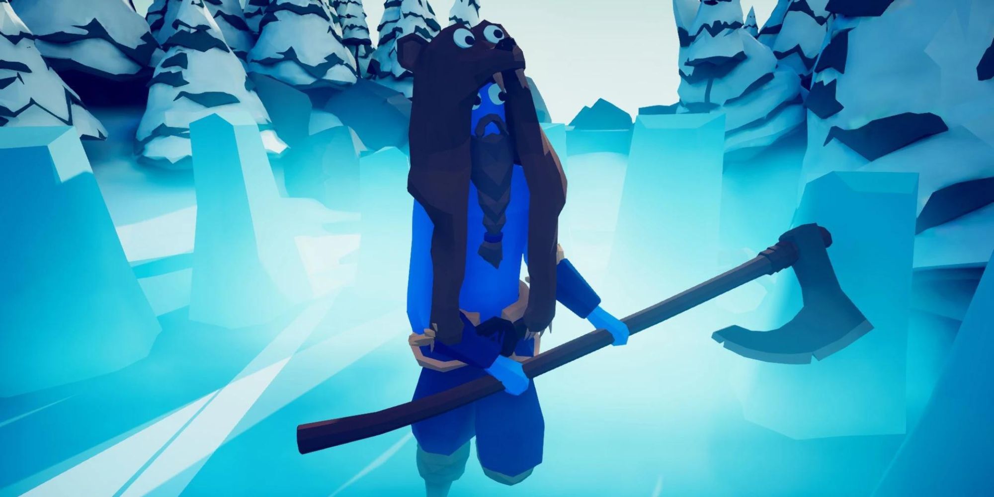 A blue Jarl holding an axe in Totally Accurate Battle Simulator