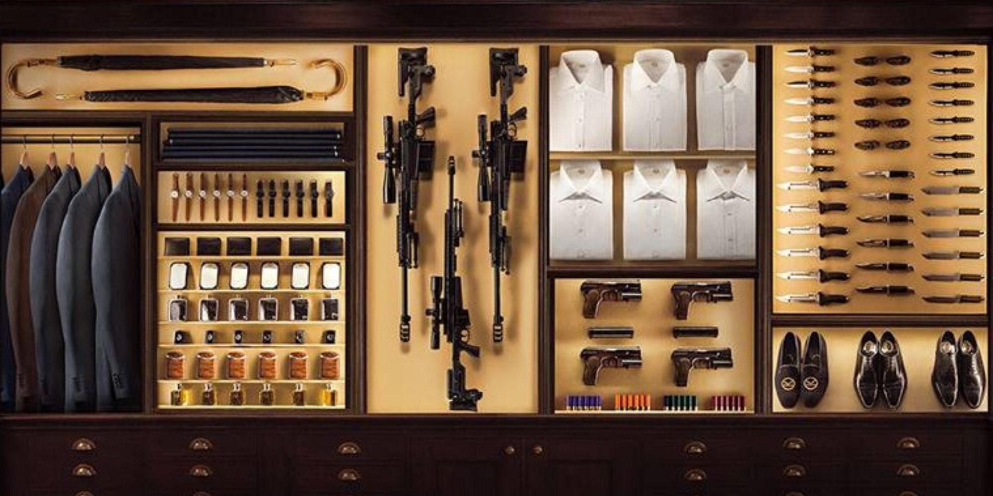 weapon room in Kingsman The Secret Service