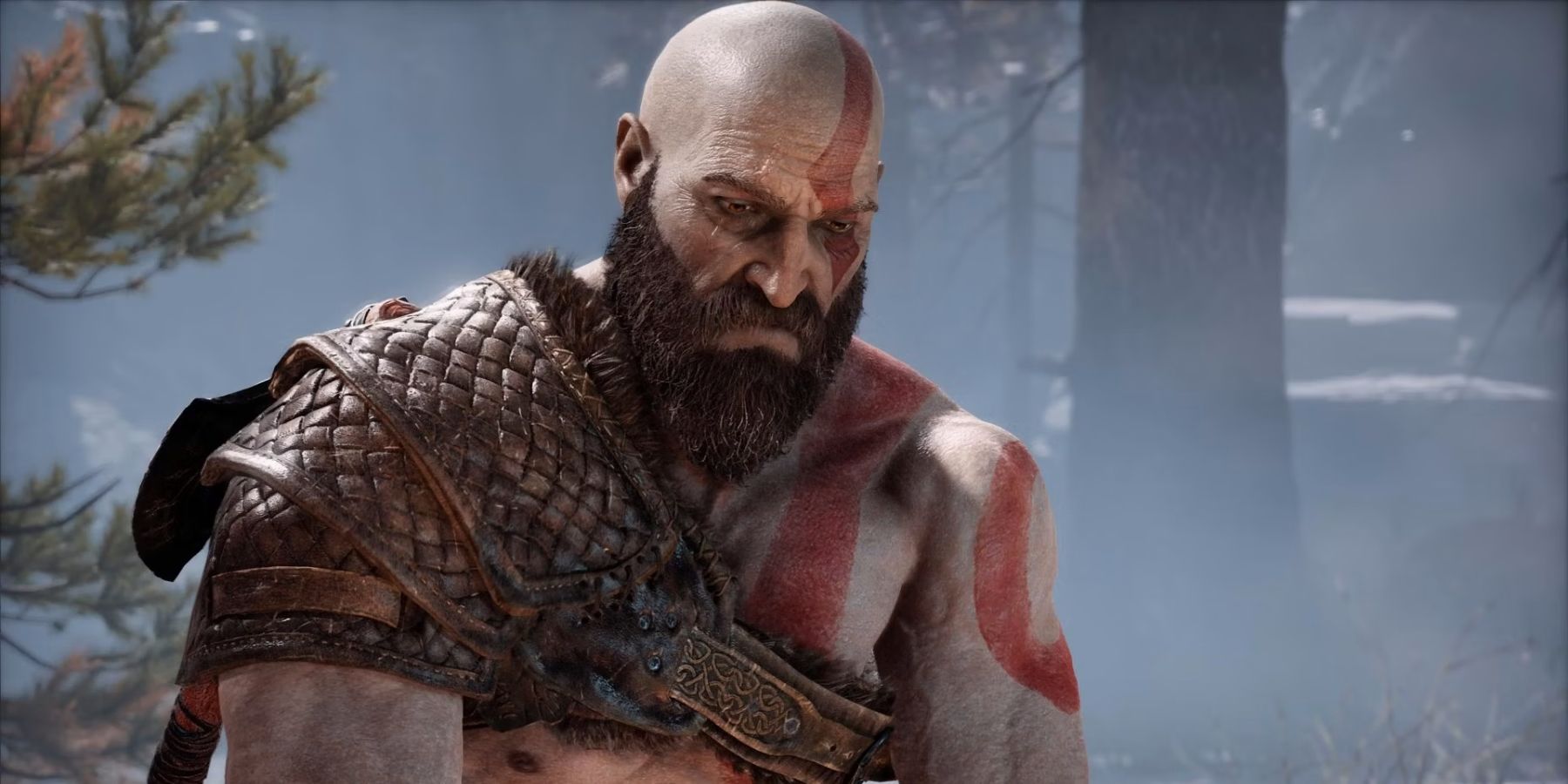 A screenshot of Kratos from God of War