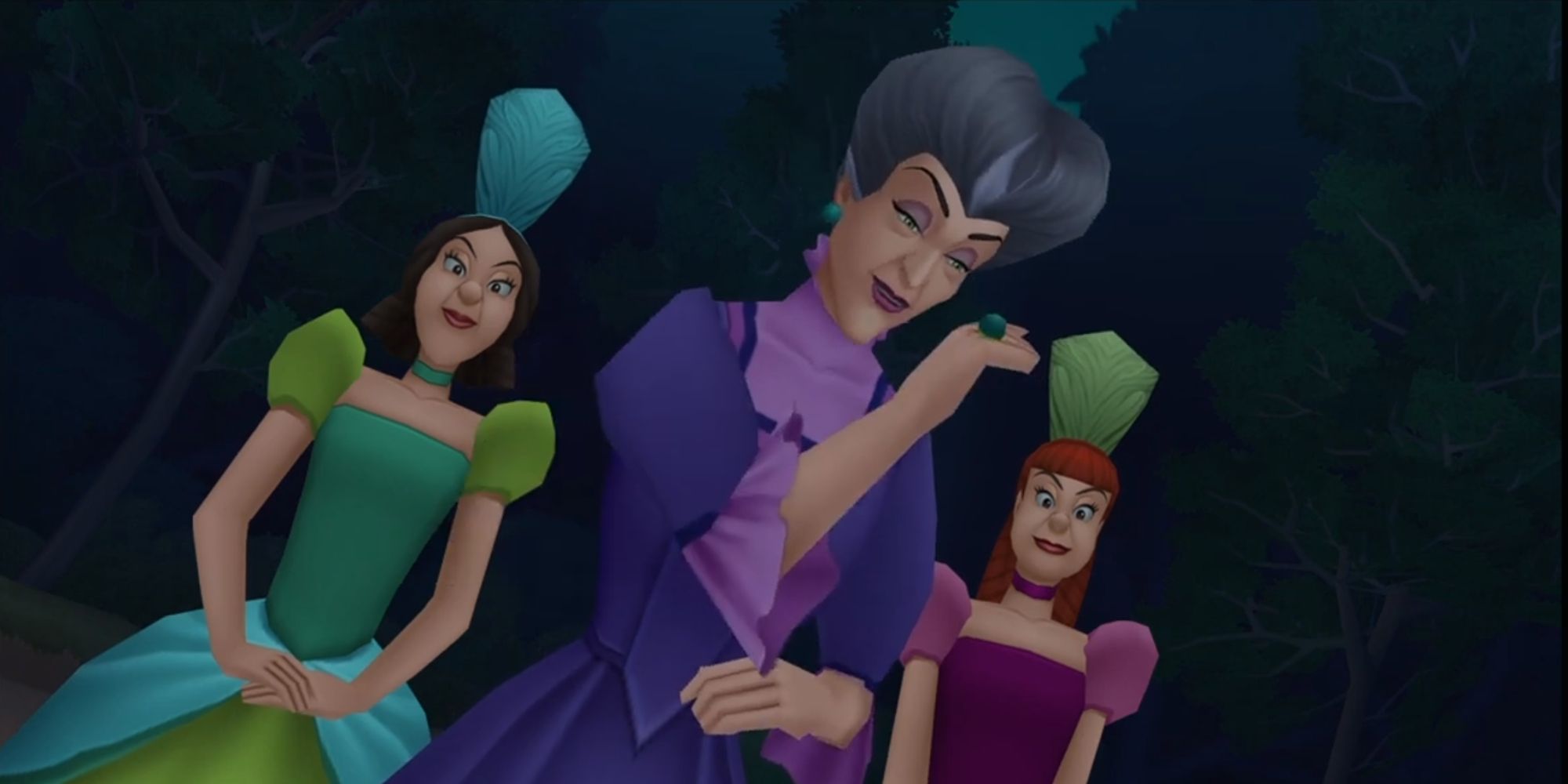 Lady Tremaine, Anastasia and Drizella in Kingdom Hearts Birth by Sleep
