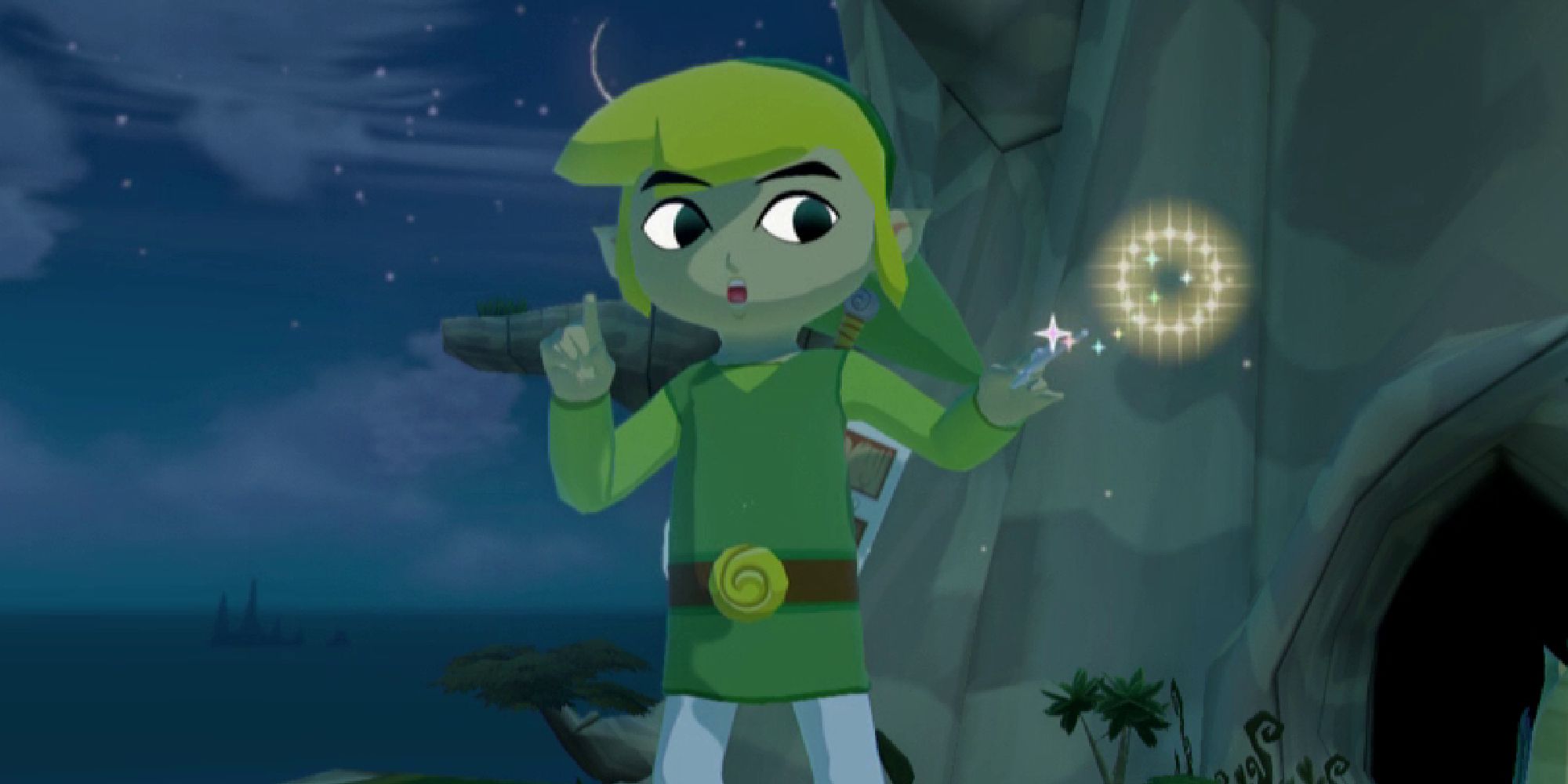 Link conducting wind in The Wind Waker