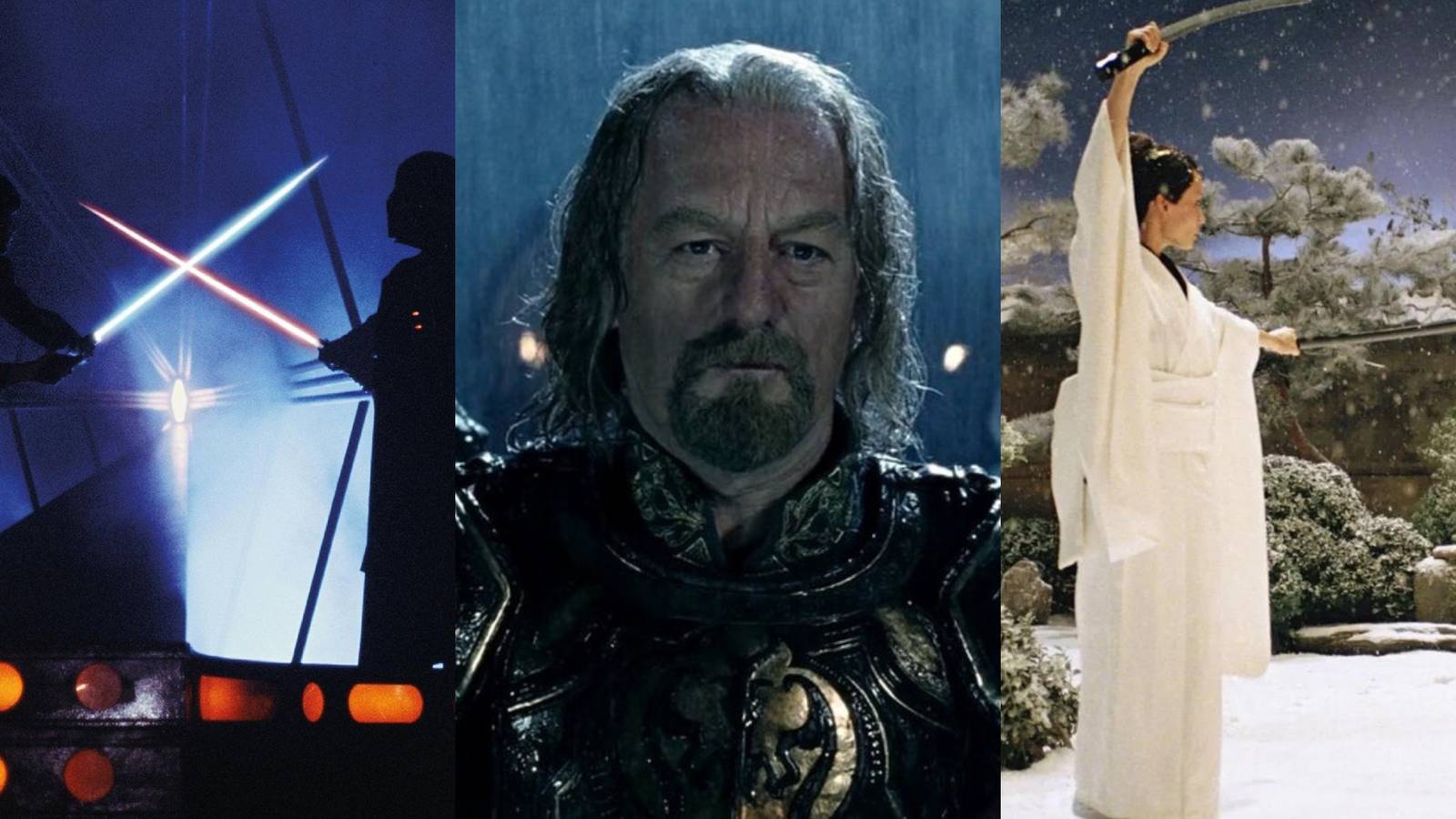 Luke and Vader in Star Wars The Empire Strikes Back, Theoden in The Lord of the Rings The Two Towers, O-Ren Ishii in Kill Bill Volume 1