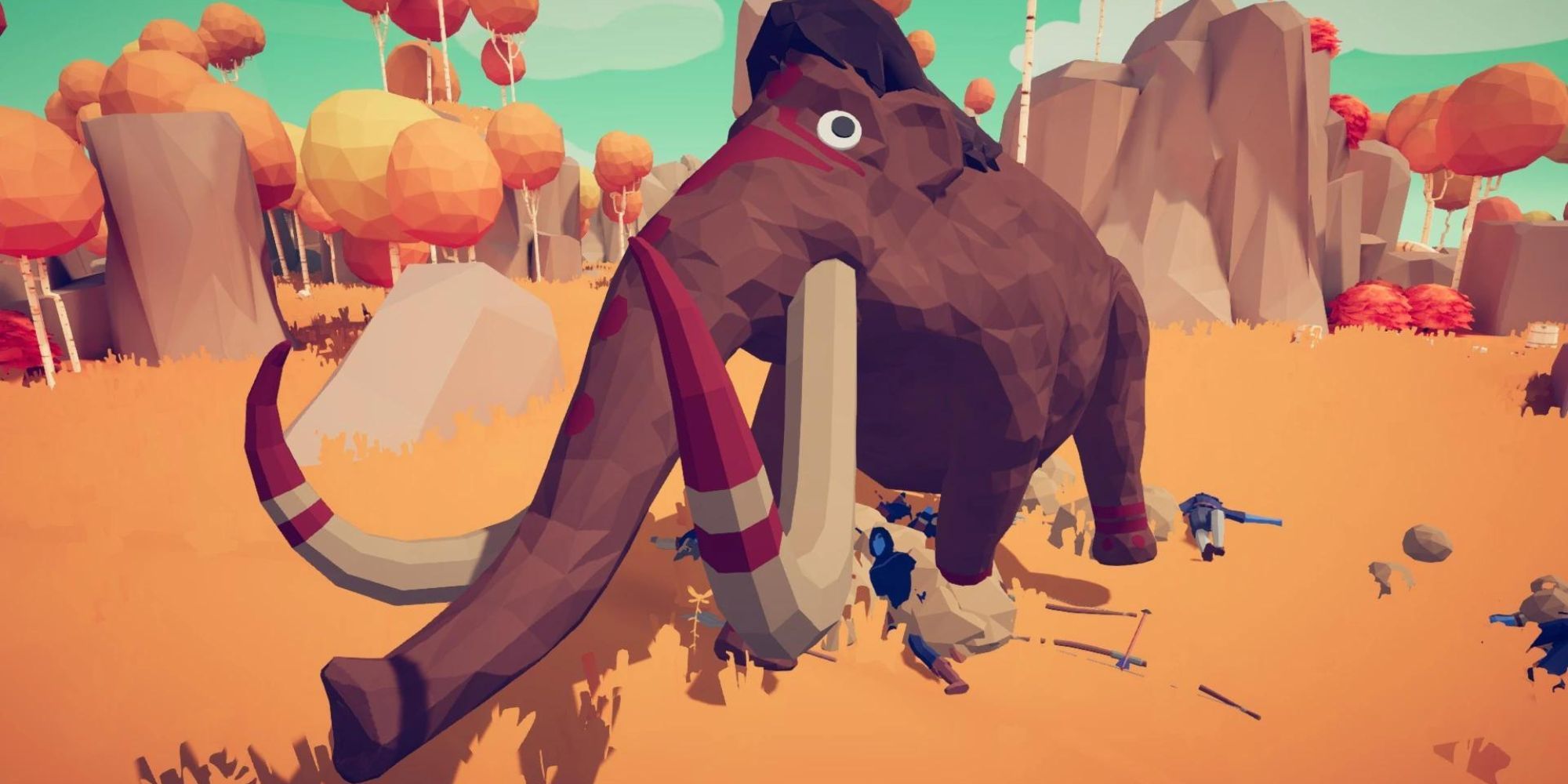 A Mammoth trampling blue units in Totally Accurate Battle Simulator