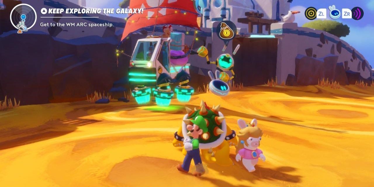 The shop stall on Beacon Beach in Mario Rabbids Sparks of Hope