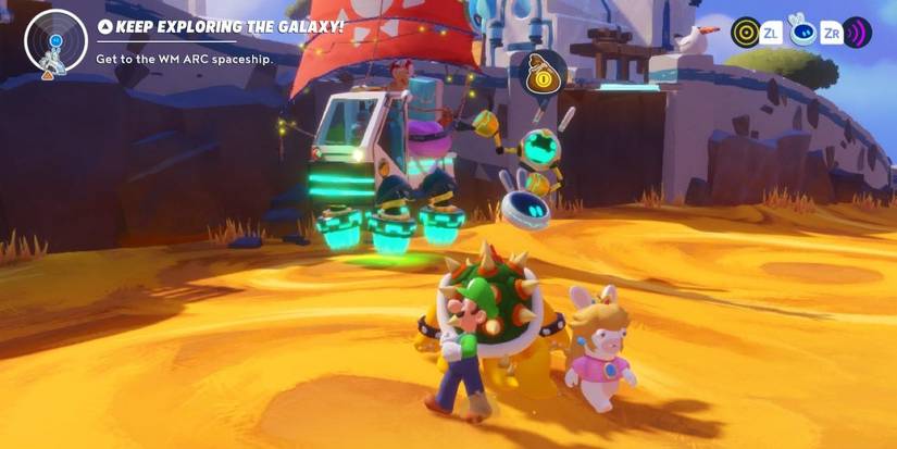 The shop stall on Beacon Beach in Mario Rabbids Sparks of Hope