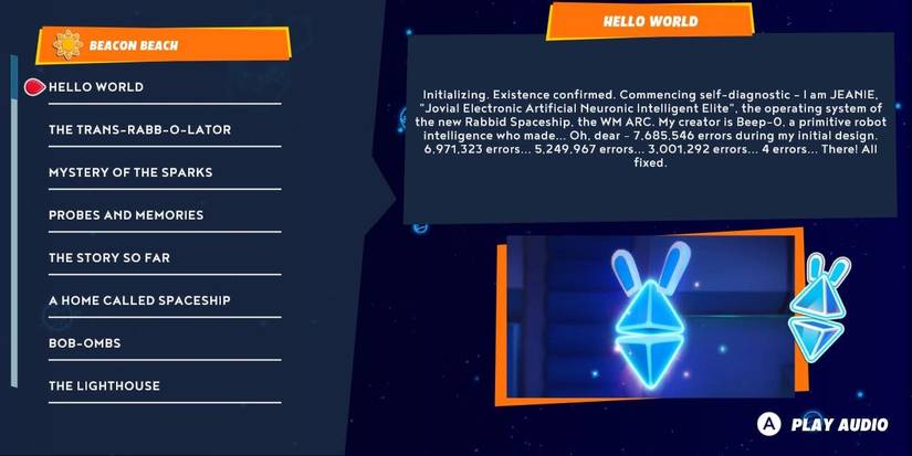 The memory menu in Mario Rabbids Sparks Of Hope