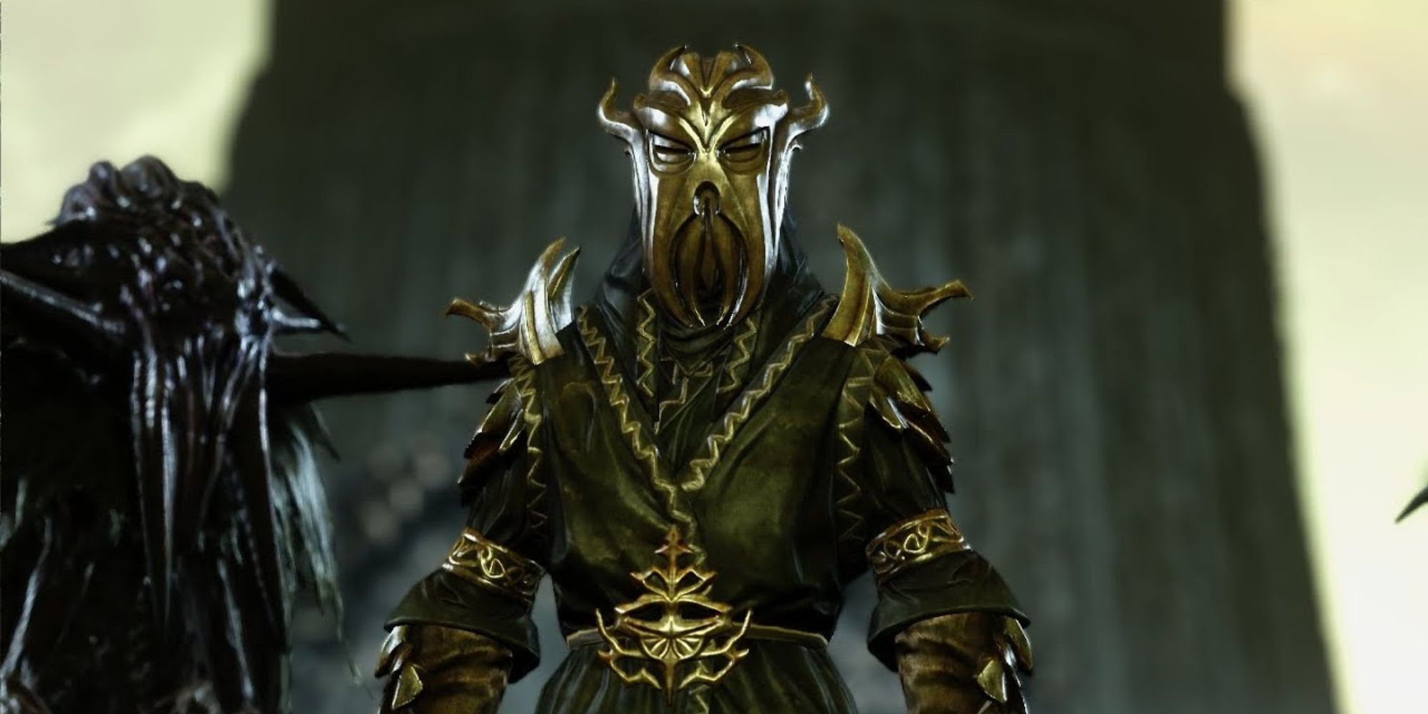 Miraak In Apocrypha, looking down at the Dragonborn.