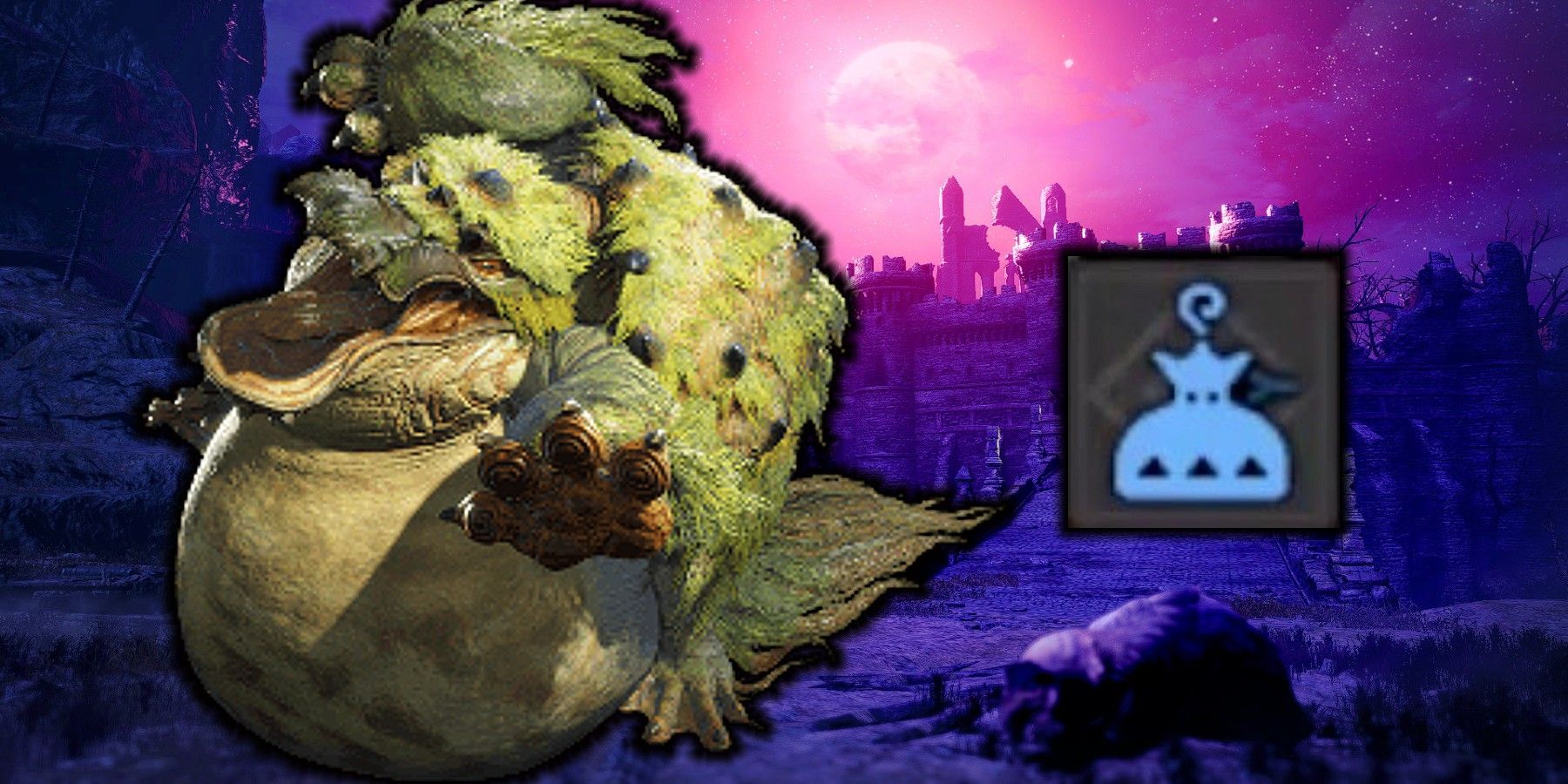 Monster Hunter Rise Custom Thumbnail of a Tetranadon and the Torrent Sac