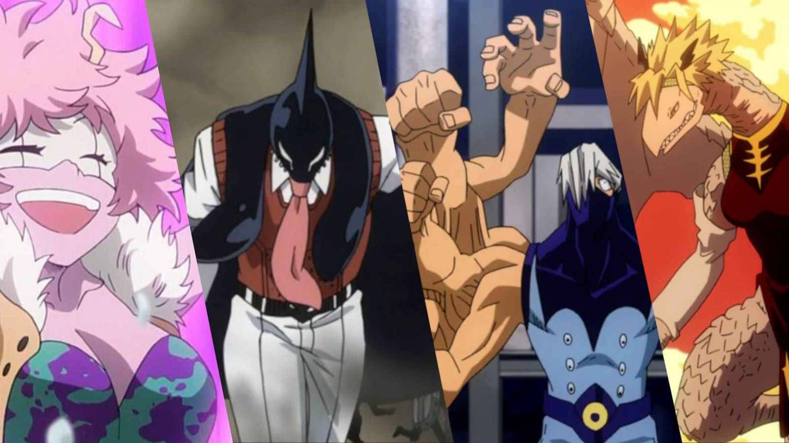 My Hero Academia Best Heteromorphs Mina Ashido, Gang Orca, Mezo Shoji, Ryukyu
