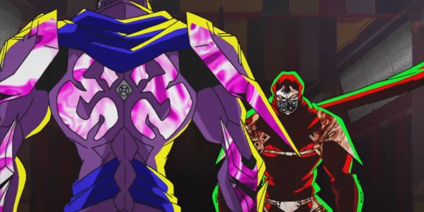 Ninja Slayer facing off against an enemy ninja