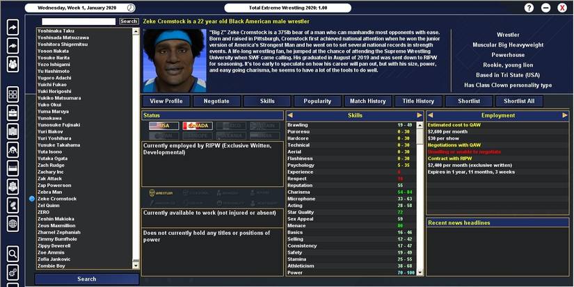 Non-Football Manager Sports Sims- Total Extreme Wrestling 2020