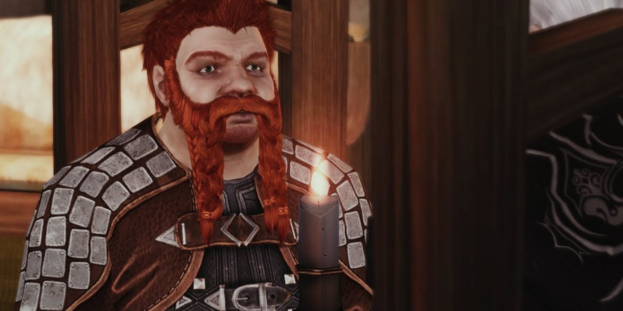 A close up of Oghren from Dragon Age: Origins