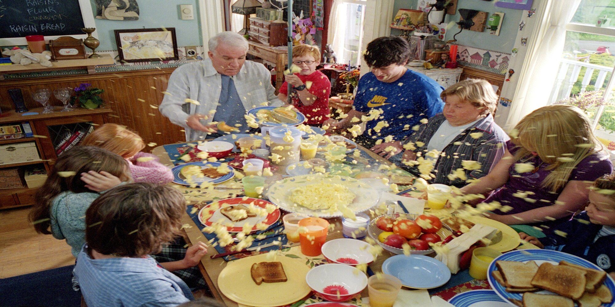 Original Cheaper By The Dozen Family At Breakfast as the Frog Beanz falls into their breakfast and egg goes all over the family members