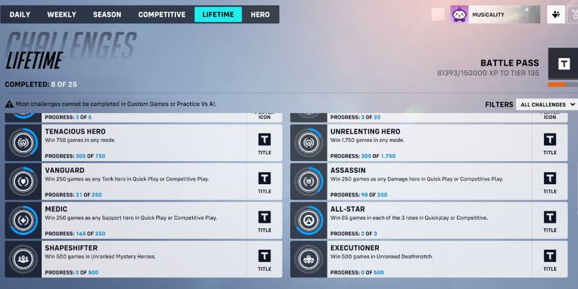 Overwatch 2 Challenges Menu
