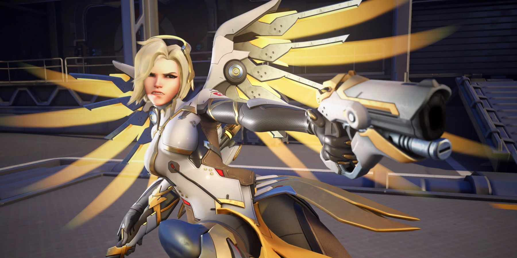 Mercy from Overwatch 2 holding the Caduceus Blaster