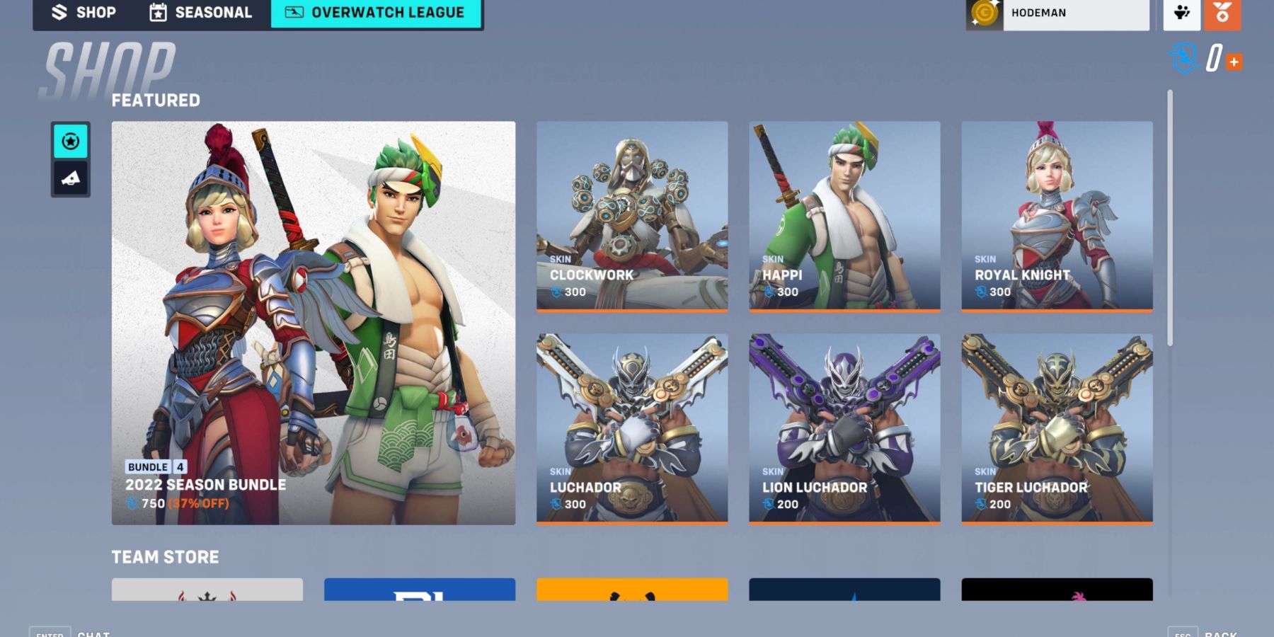 Overwatch 2 Overwatch League Shop Front Page