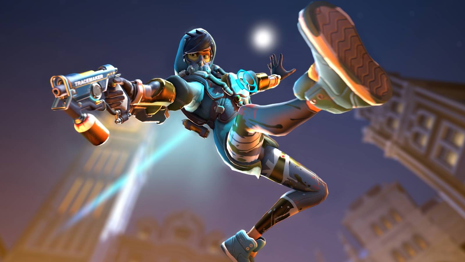 Tracer from Overwatch 2 in her graffiti outfit