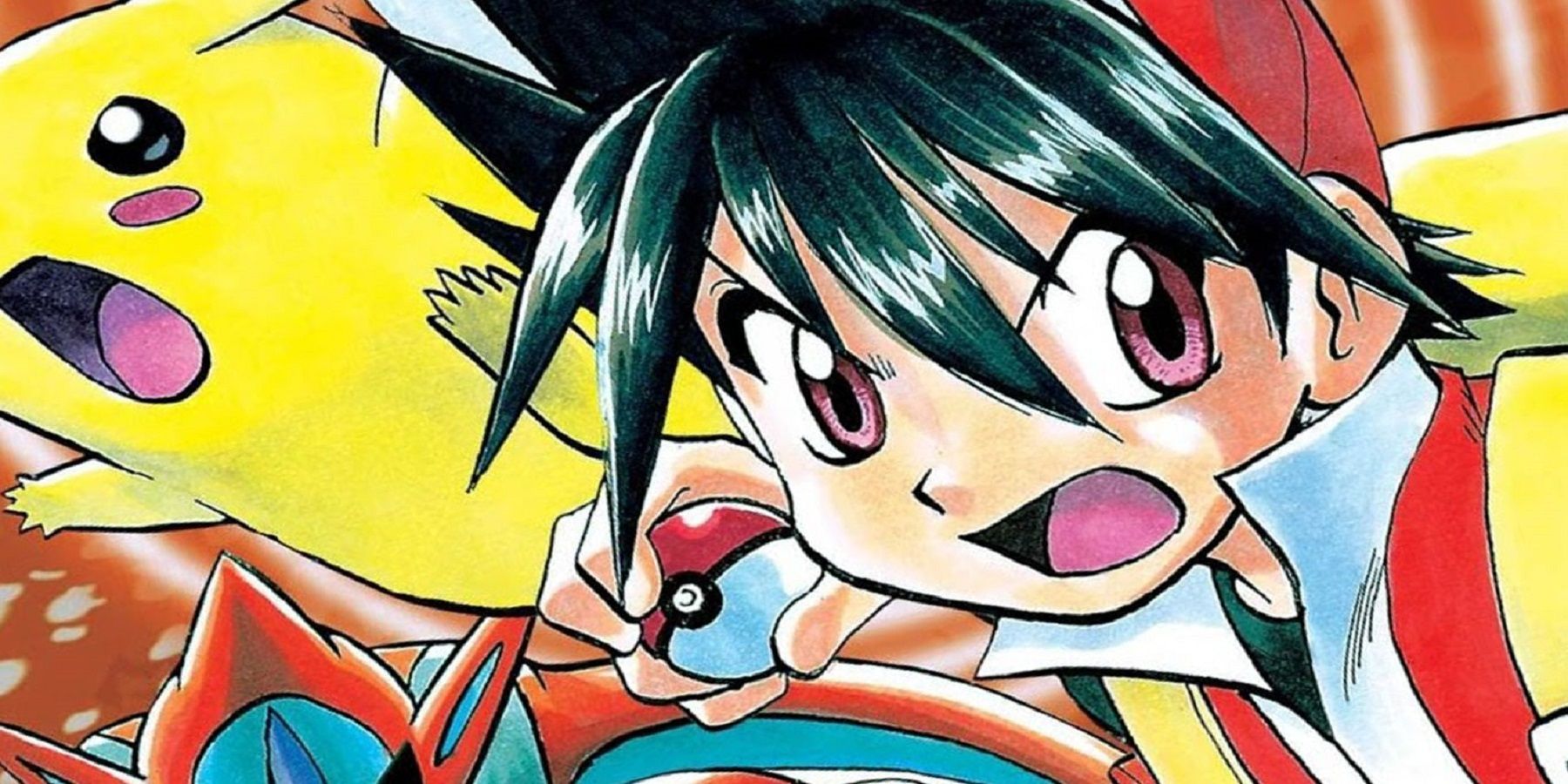 Pikachu and Red in Pokemon Adventures