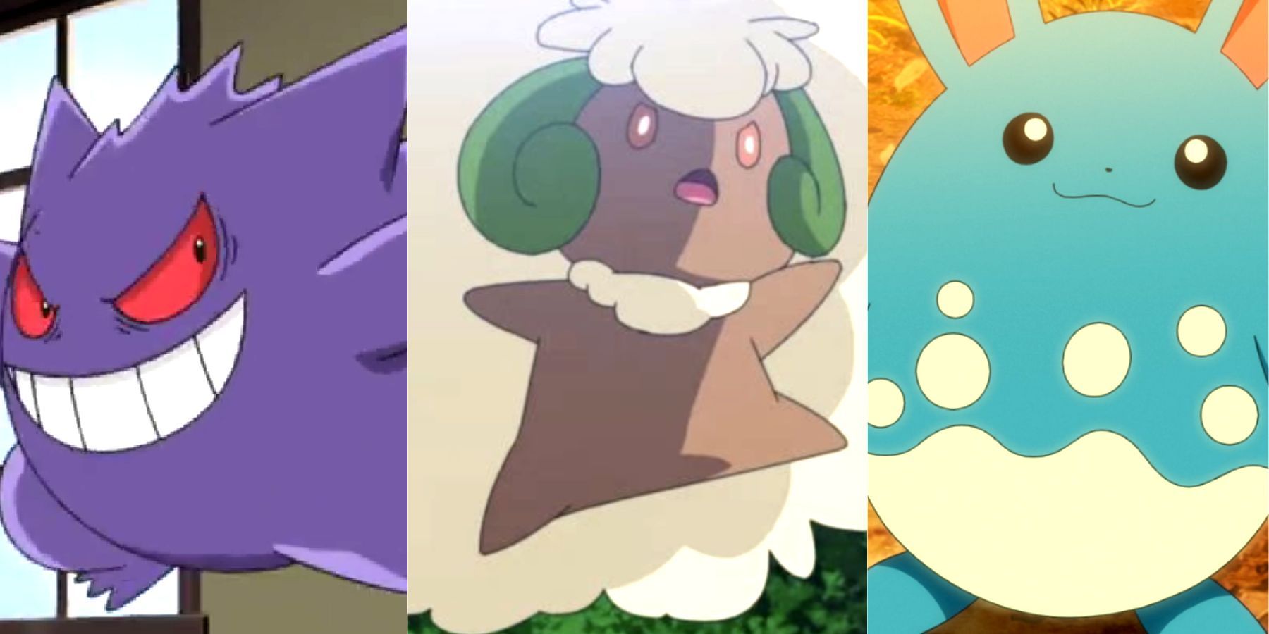 Pokemon Gengar, Whimsicott, Azumarill