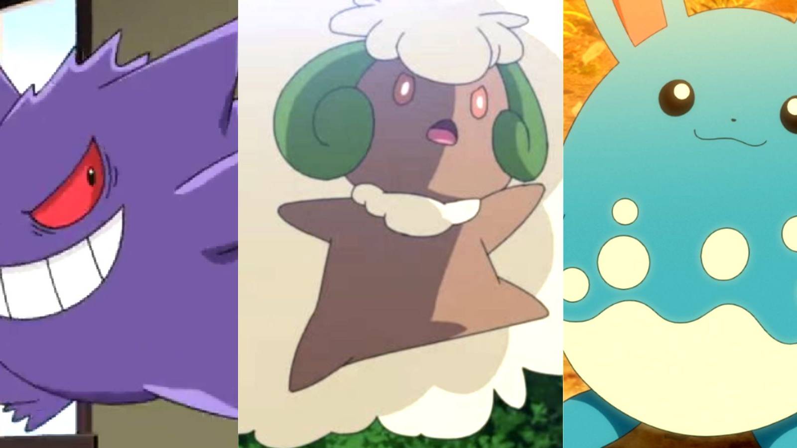 Pokemon Gengar, Whimsicott, Azumarill