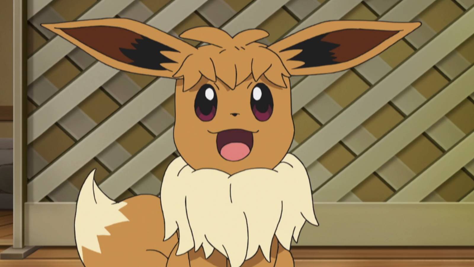 A happy Eevee from the Pokemon cartoon