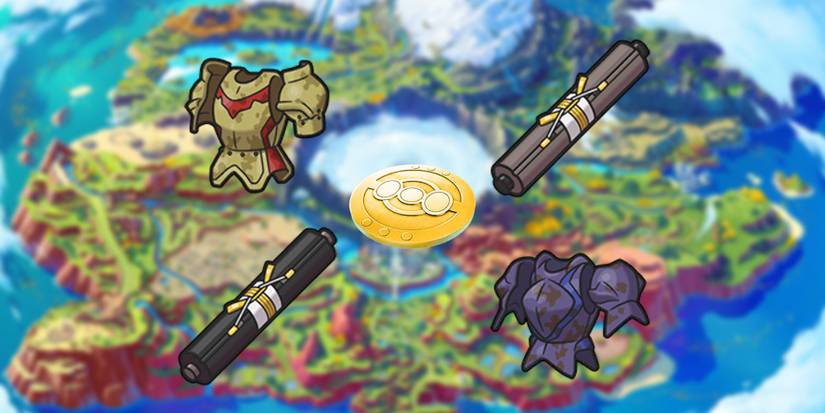 An assortment of new evolution items introduced in Pokemon Scarlet and Violet