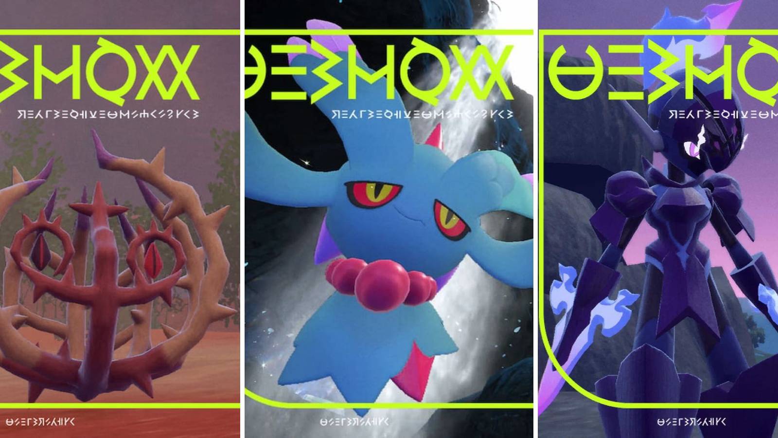 left to right: Brambleghast, Flutter Wing, Ceruledge