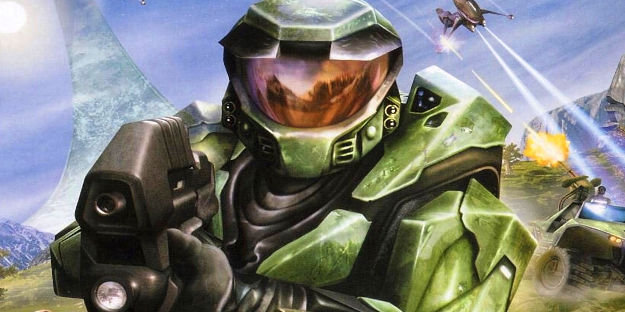 Promo art featuring characters in Halo Combat Evolved
