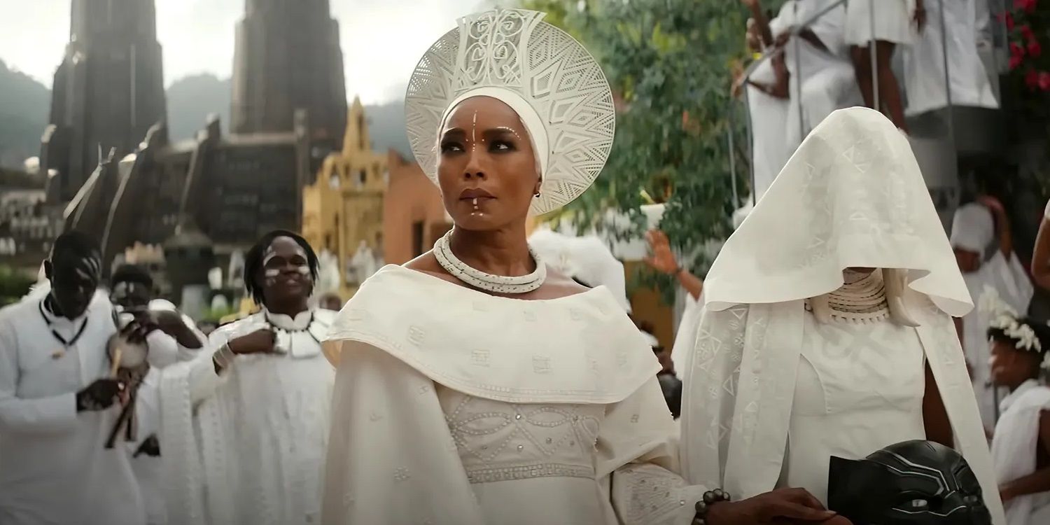 Queen Ramonda at T'Challa's funeral in Black Panther Wakanda Forever