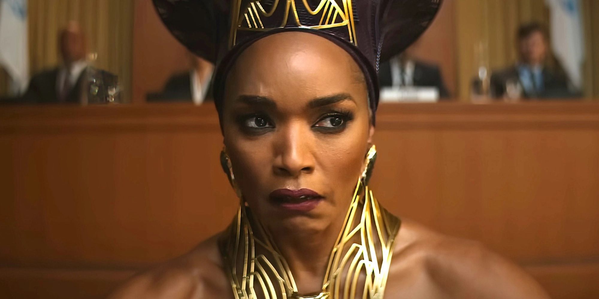 Queen Ramonda at the UN in Black Panther Wakanda Forever