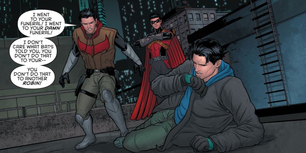 dick grayson getting punched by jason todd