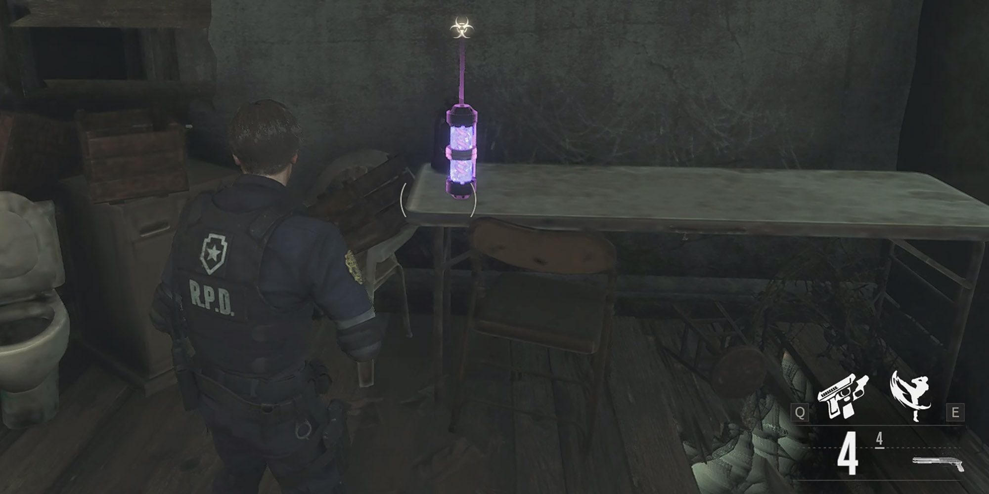 Resident Evil ReVerse - Leon Staring At Virus Capsule In-Game