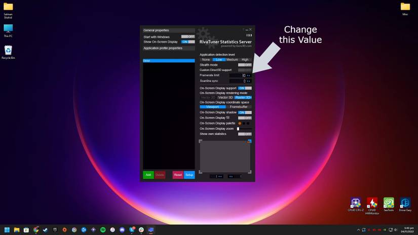 Riva Tuner Framerate Limit