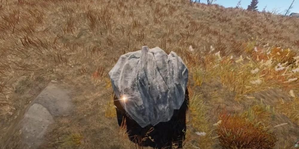 Rust Stone On Empty Field