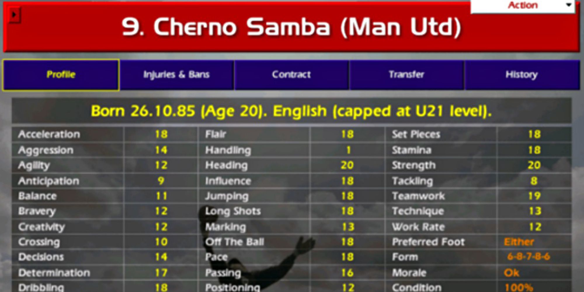 Screenshot Of Cherno Samba In Championship Manager 01:02