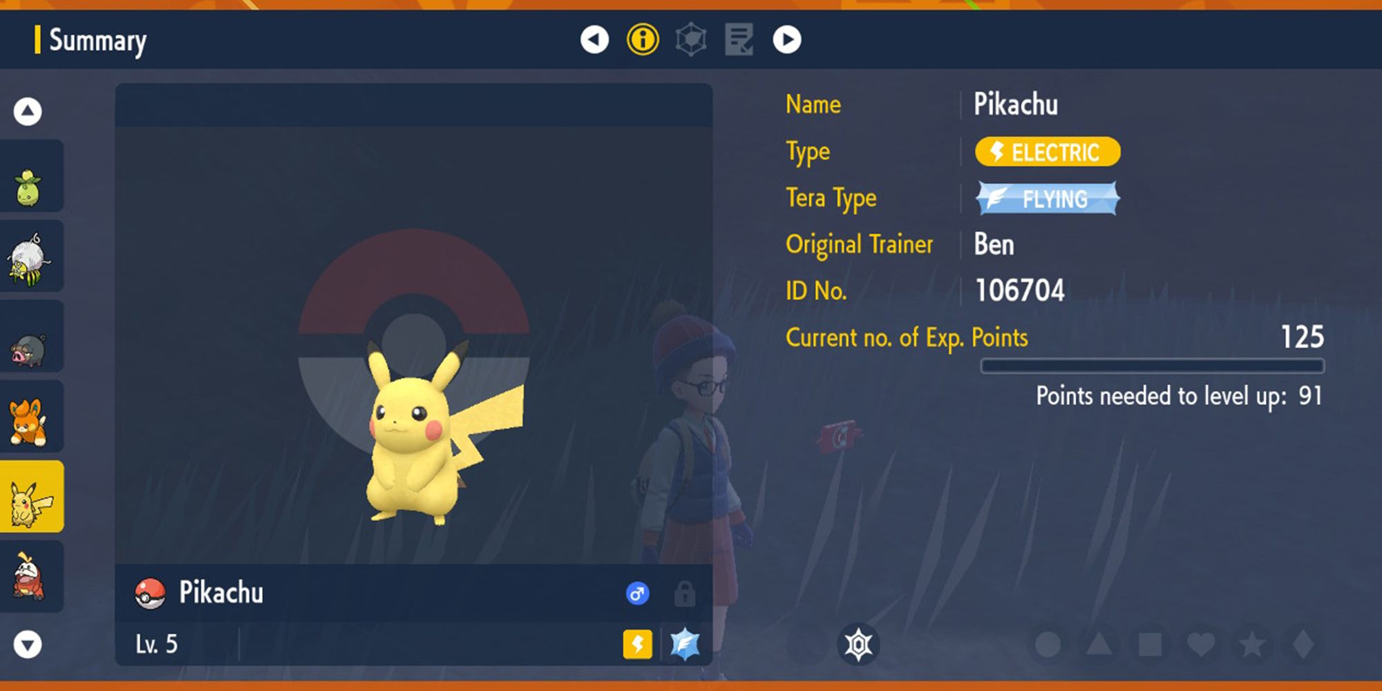 Screenshot Of The Early Purchase Bonus Pikachu In Pokemon Scarlet & Violet