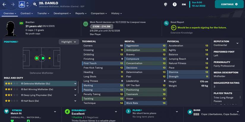 Screenshot of Danilo In Football Manager 23