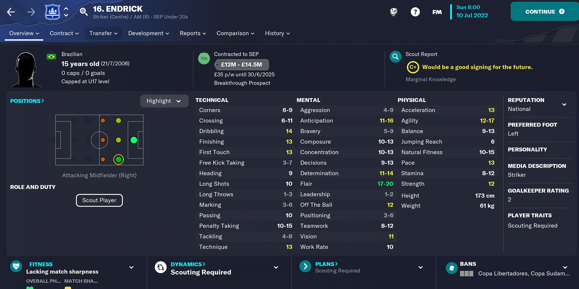 Screenshot of Endrick In Football Manager 23
