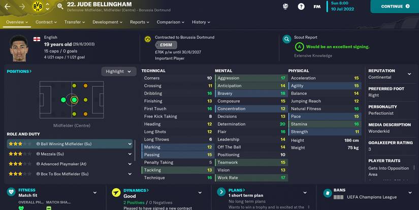 Screenshot of Jude Bellingham In Football Manager 23