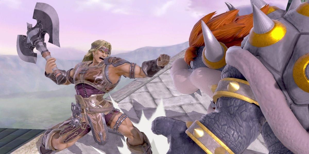 Simon Belmont and Bowser in Super Smash Bros.